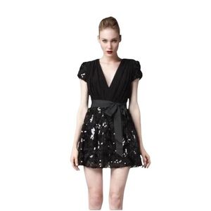 Badgley Mischka Sequin Black Mini Dress Size Small